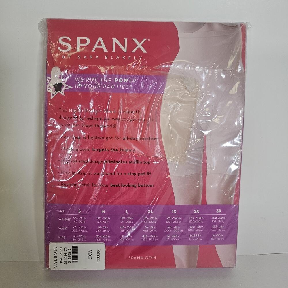 Spanx High Waisted Shaper Short 3X Color Very Black 6" Inseam